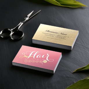 Friseursalon Makeup Salon Moderne rosa Goldschere Treuekarte