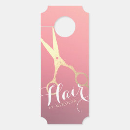 Friseursalon Makeup Salon Moderne rosa Goldschere Türanhänger