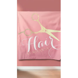 Friseursalon Makeup Salon Moderne rosa Goldschere Wandteppich