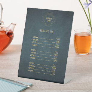 Friseursalon Marina Gold Vintages Menü Sockelschild