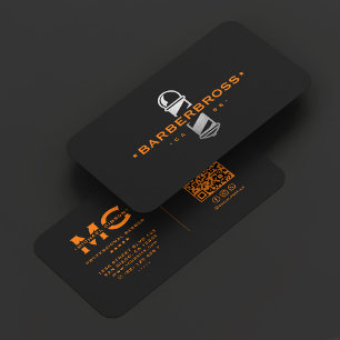 Friseursalon Minimaler Friseur-Pol Black Orange Visitenkarte
