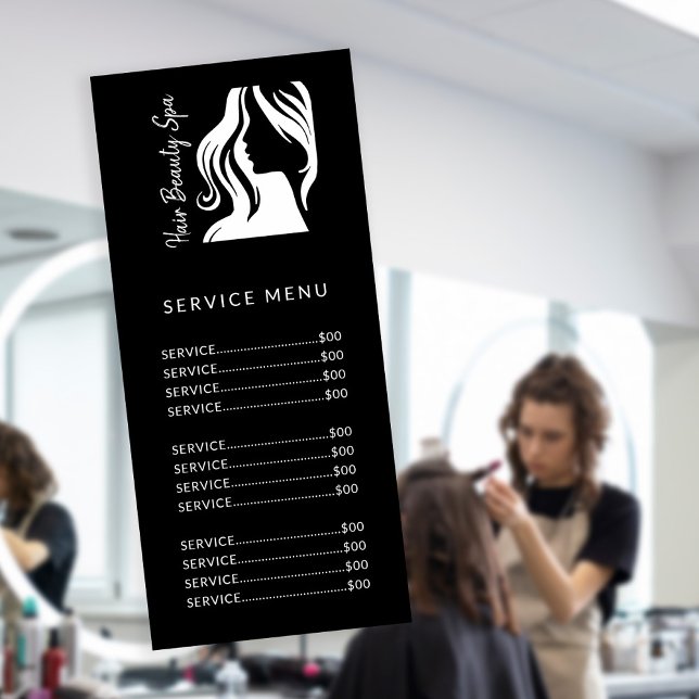 Friseursalon mit Schwarz-weißem Logo Werbekarte (Von Creator hochgeladen)