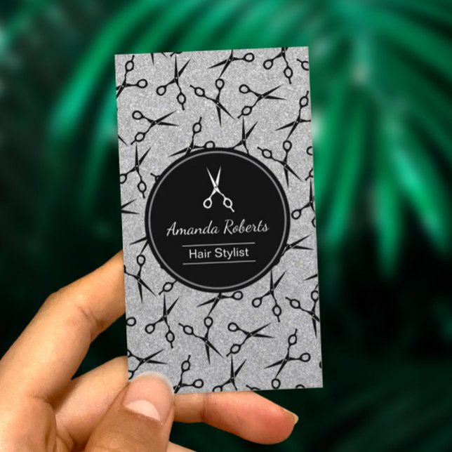 Friseursalon Moderne Schere Silber Ernennung Terminkarte (Von Creator hochgeladen)