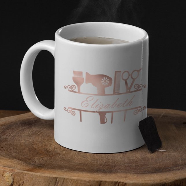 Friseursalon Monogram Rose Gold Kaffeetasse (Von Creator hochgeladen)
