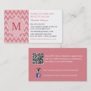 Friseursalon Pink Chevron Hair Beauty Visitenkarte