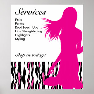 Friseursalon-Plakat-Rosa-Frauen-Tiger-Streifen Poster