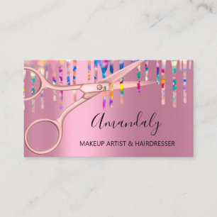 Friseursalon Rose Holograph Schere Visitenkarte