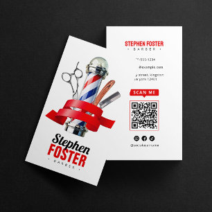 Friseursalon Roter Friseurstab Friseur QR Code Visitenkarte