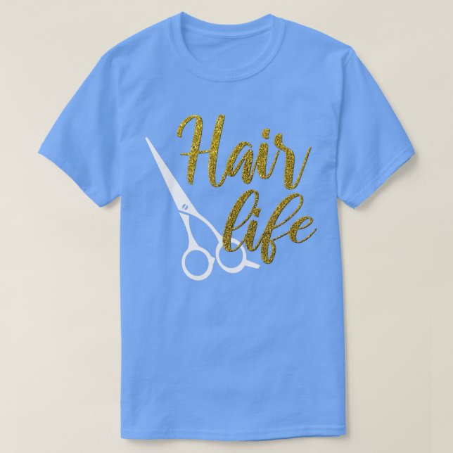 Friseursalon Schere Gold Glitzer Geschenk T-Shirt (Design vorne)