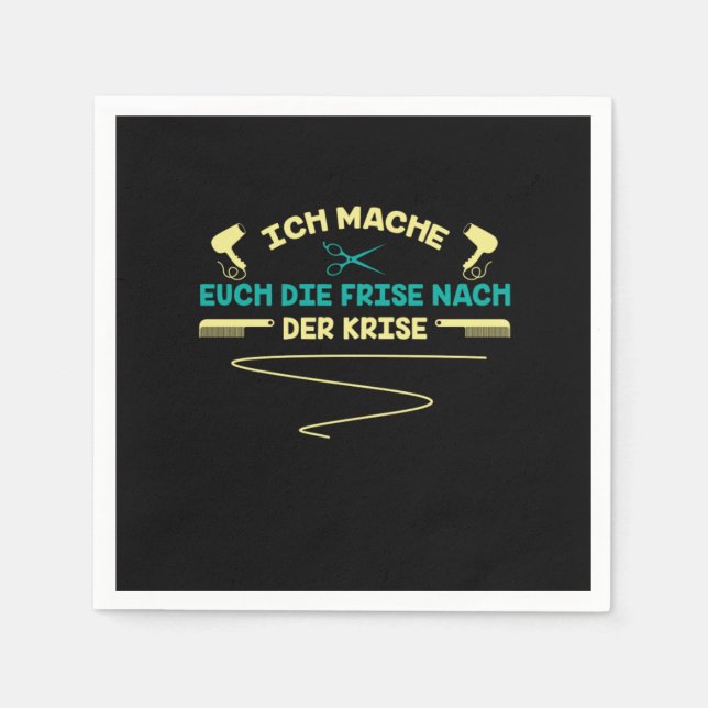 Friseursalon Schere Haartrockner Geschenk Serviette (Vorderseite)