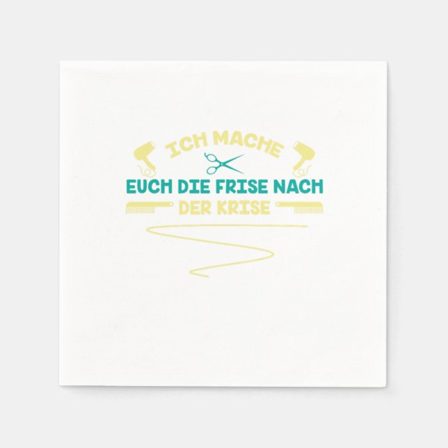 Friseursalon Schere Haartrockner Geschenk Serviette (Vorderseite)