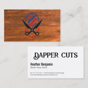 Friseursalon Schere Holz Visitenkarte