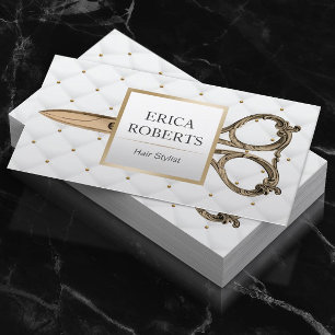 Friseursalon Schere Luxus Gold & Weiß Visitenkarte
