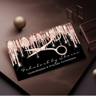 Friseursalon Schere Rose Tropfen Schwarz Visitenkarte