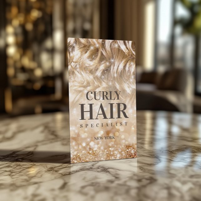 Friseursalon Stylist Curly Blond Haair Sparkcard Visitenkarte (Perfect for business)
