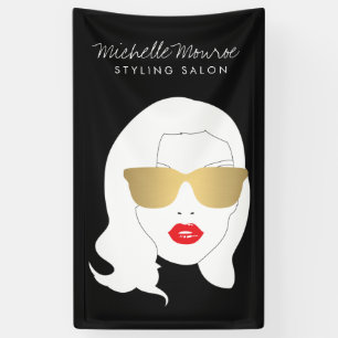 Friseursalon, Stylist, Schönheitsmädchen Dunkelgra Banner