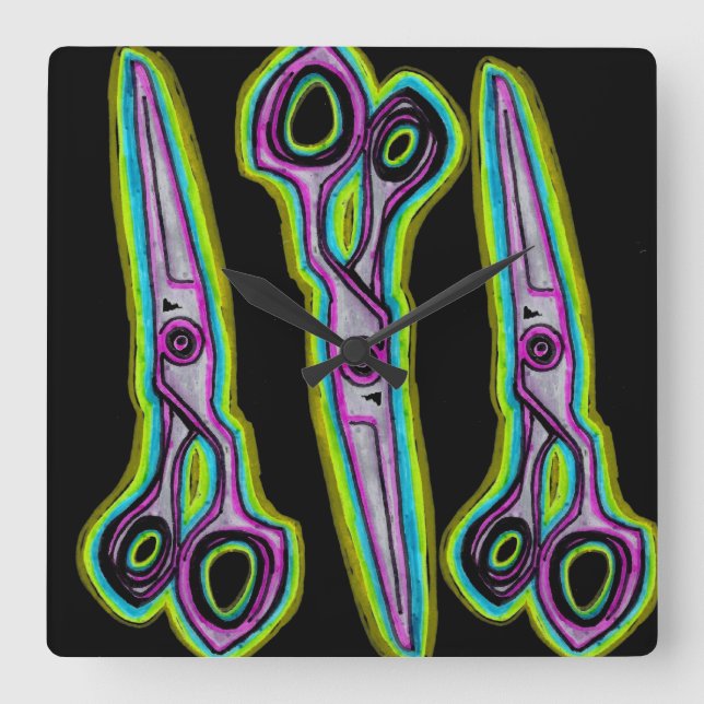 Friseursalon-Uhr Quadratische Wanduhr (Vorderseite)