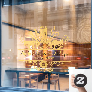Friseursalon und Spa Gold Schwarz Schatten Tex anp Fensteraufkleber