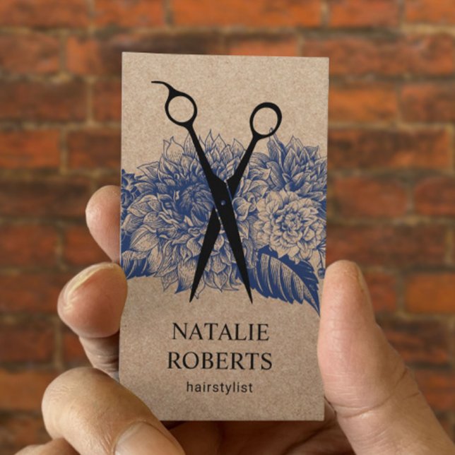 Friseursalon Vintage florale Kraft Visitenkarte (Von Creator hochgeladen)
