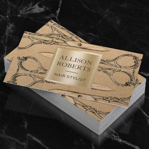 Friseursalon Vintage Goldschere Ernennung Terminkarte