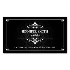 Friseursalon - Vintager Schatten von Damast Magnetische Visitenkarte