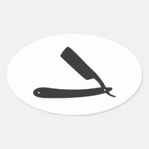Friseursalonrasiermesser Ovaler Aufkleber