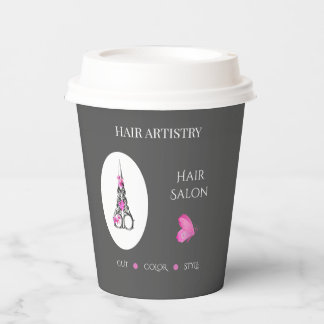 Friseursalons-Boutique-Geschäft-Branding-Schere Pappbecher