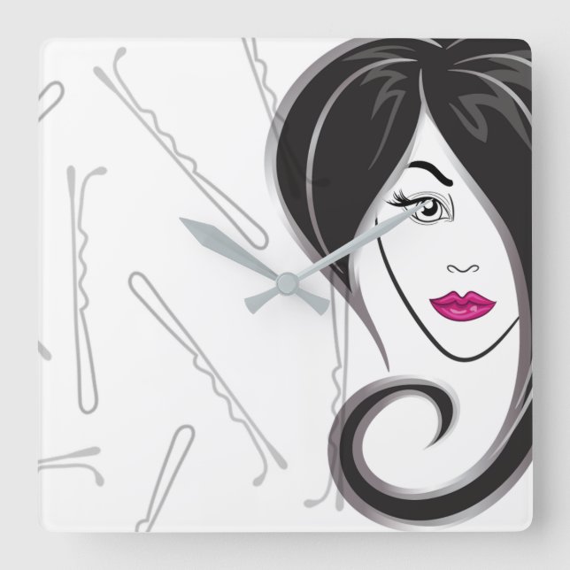 Friseursalonuhr Quadratische Wanduhr (Vorderseite)