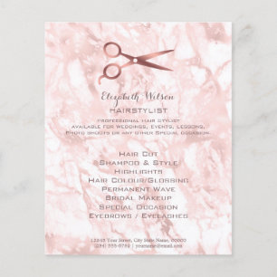 Friseurschere auf rosa Marmor Flyer