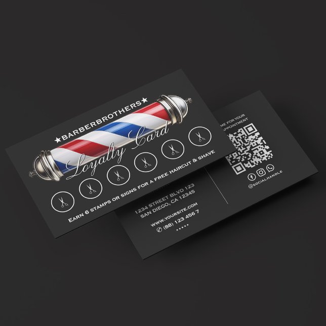 Friseurschere Classic Black 6 Rewards Treuekarte (Barber Pole Scissors Classic Black 6 Rewards Loyalty Card
)