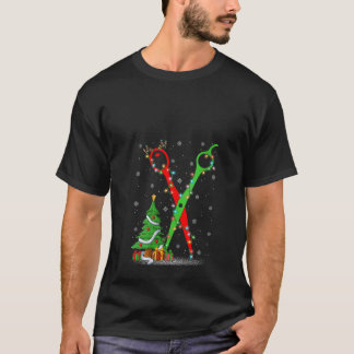 Friseurschere für Damen Weihnachtsbaum Lichter Haa T-Shirt