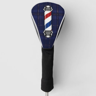 Friseurstange Dunkelblau Kariert Golf Headcover