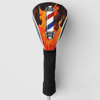 Friseurstangen-Design in Orange, Gelb und Flammen Golf Headcover