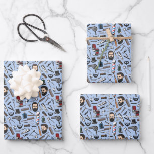 Friseurstube Rasur Mann Haarschnitt Friseur Stange Geschenkpapier Set