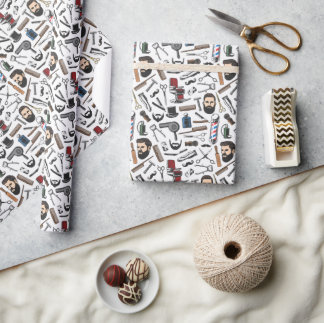 Friseurstube Rasur Mann Haarschnitt Friseurstangen Geschenkpapier