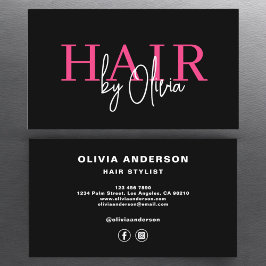 Friseurstylist Moderne Typografie Hot Pink Visitenkarte