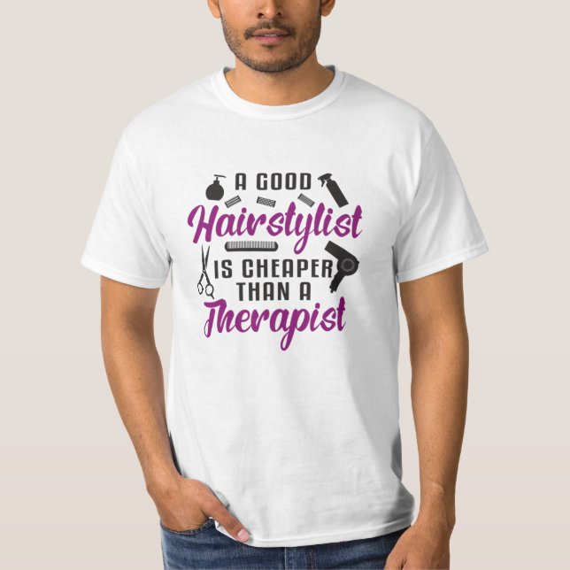 Friseurstylistin Barber Schere Therapy Geschenk Id T-Shirt (Vorderseite)