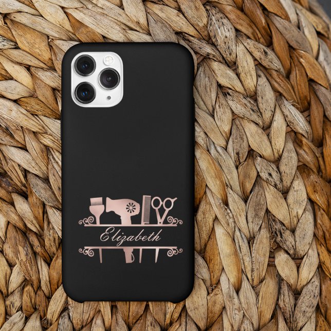 Friseurstylistin Haarsalon Monogram Rose Gold Case-Mate iPhone Hülle (Von Creator hochgeladen)