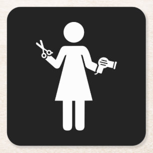 Friseursymbol Rechteckiger Pappuntersetzer
