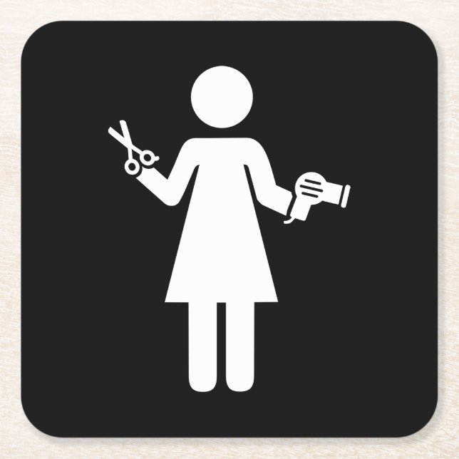 Friseursymbol Rechteckiger Pappuntersetzer (Vorderseite)