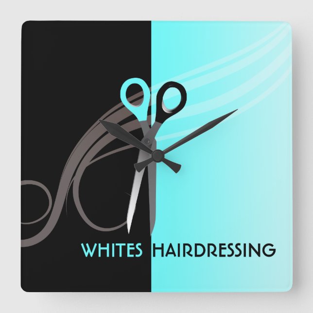 Friseuruhr Quadratische Wanduhr (Vorderseite)