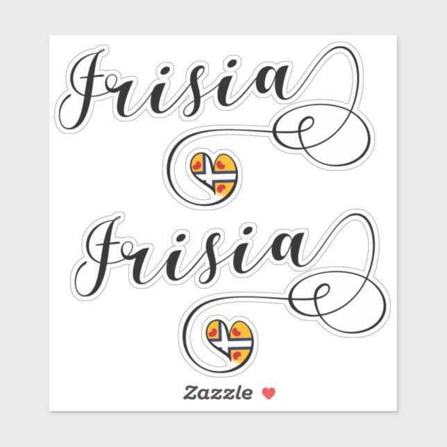 Frisia Flag Herz, Frisianer Aufkleber (Blatt)
