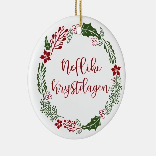 Frisian Merry Christmas Wreath, Noflike Krystdagen Keramik Ornament (Rechts)