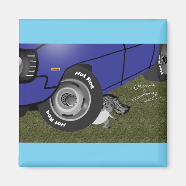 Frisierte Auto Eichhörnchen. Magnet (Vorne)