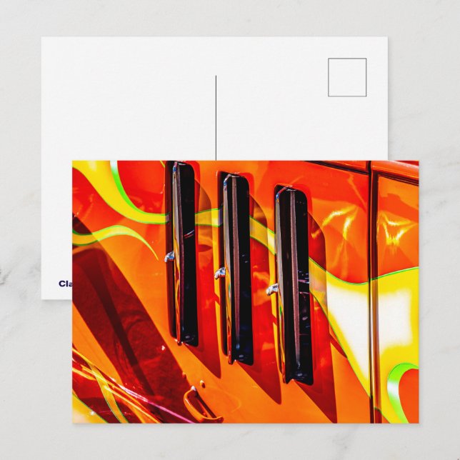 Frisierte Auto Flames Postkarte (Vorne/Hinten)