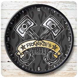 Frisierte Auto Pistons Ghost Flames Individuelle N Große Wanduhr