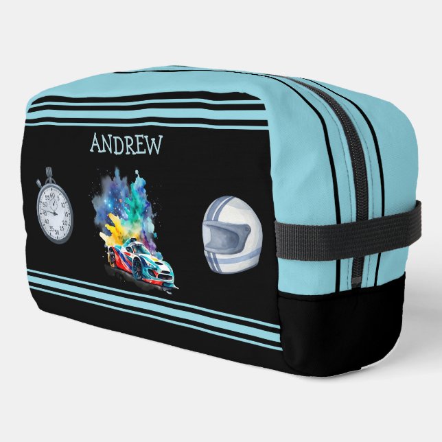 Frisierte Auto Race Car - Personalisiert Waschbeutel (Linke Seite)