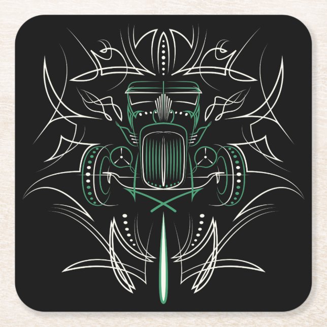 Frisierte Auto Rechteckiger Pappuntersetzer (Vorderseite)