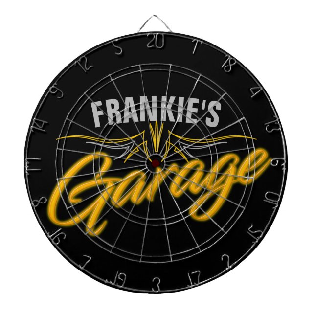 Frisierte Auto Retro Neon Style Biker Custom Garag Dartscheibe (vorne)