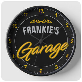 Frisierte Auto Retro Neon Style Biker Custom Garag Große Wanduhr